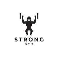 gorilla strong barbell gym logo design vector graphic symbol icon illustration creative idea