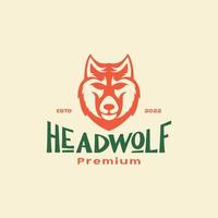 head wolf or siberian husky colored vintage logo design vector graphic symbol icon illustration creative idea