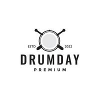 cross stick with drum simple logo design vector graphic symbol icon illustration creative idea