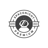 badge with head astronaut space night logo design vector graphic symbol icon illustration creative idea