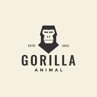 simple hipster head gorilla logo design vector graphic symbol icon illustration creative idea