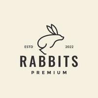 line simple rabbit jump hipster logo design vector graphic symbol icon illustration creative idea