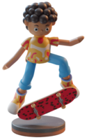 3d illustratie, personage dat skateboard speelt met een podium, gebruikt voor web, app, infographic, enz png