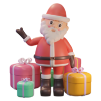 illustrazione 3d buon natale, con babbo natale e premi, per web, app, infografica, pubblicità png