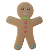 3D Illustration object, merry Christmas with gingerbread, use for web, app, celebration, advertising, etc png