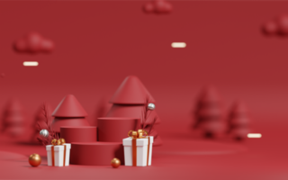 3d background christmas with tree and gifts png