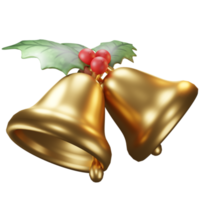 3D Illustration Christmas object, bell with Flower poinsettia, for web, app, infographic, etc png
