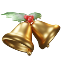 3d illustratie kerst object, bel met bloem poinsettia, voor web, app, infographic, etc png