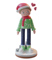 Personagem de ilustração 3D com cachecol e chapéu de natal, usado para web, app, infográfico, anúncios, banner, etc png