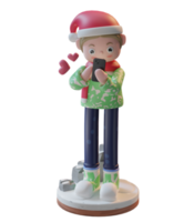 Personagem de ilustração 3D com cachecol e chapéu de natal, usado para web, app, infográfico, anúncios, banner, etc png