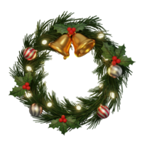 3D-illustration, god jul, cirkel advent, med klocka, blomma julstjärna och lampa. png