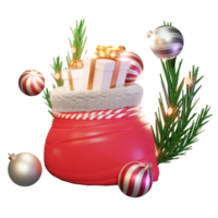 3D-Illustration, Konzept, Taschengeschenk, Weihnachtsmann, Verwendung für Web, Infografik, Druck usw png