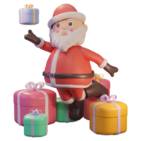 3d ilustración feliz navidad, con santa claus y premios, para web, aplicación, infografía, publicidad png