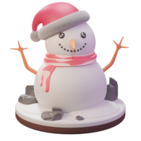 3D-Illustration, Weihnachtsobjekt, Schneemann mit Mütze, für Web, App, Werbung usw png