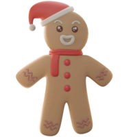 3D Illustration object, merry Christmas with gingerbread, use for web, app, celebration, advertising, etc png