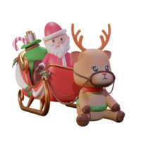 Ilustração 3d de natal com papai noel, carruagem e rena, usada para web, app, infográfico, etc