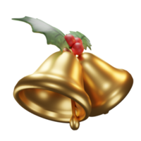 3D Illustration Christmas object, bell with Flower poinsettia, for web, app, infographic, etc png