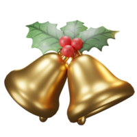 3D Illustration Christmas object, bell with Flower poinsettia, for web, app, infographic, etc png