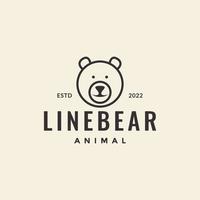 line head minimal bear circle logo design vector graphic symbol icon illustration creative idea