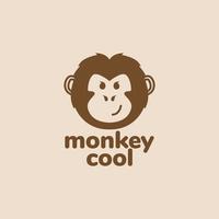 cabeza mínima mono dibujos animados lindo fresco logotipo diseño vector gráfico símbolo icono ilustración idea creativa