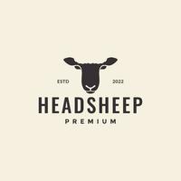 cabeza de forma mínima oveja hipster diseño de logotipo vector gráfico símbolo icono ilustración idea creativa