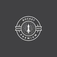 minimalist badge with rocket logo design vector graphic symbol icon illustration creative idea