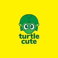 pequeña tortuga verde lindo diseño de logotipo vector gráfico símbolo icono ilustración idea creativa