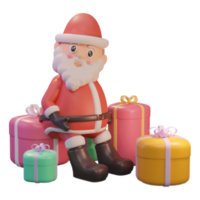 illustrazione 3d buon natale, con babbo natale e premi, per web, app, infografica, pubblicità png