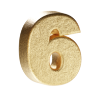 número 6. renderizado 3d dorado. png