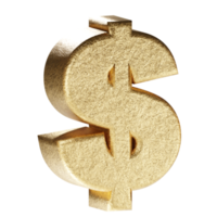 renderização 3d dourada do dólar. png