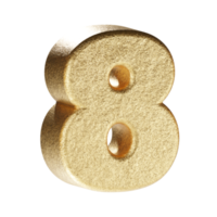 número 8. renderizado 3d dorado. png