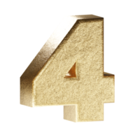 Nummer 4. Goldene 3D-Darstellung. png