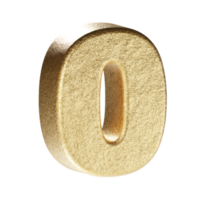 Number Zero. Golden 3d rendering png