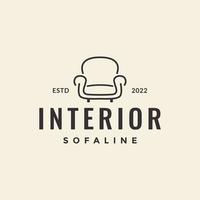 interior sofá minimalista línea hipster diseño de logotipo vector gráfico símbolo icono ilustración idea creativa