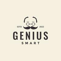 man genius smart with mustache logo design vector graphic symbol icon illustration creative idea