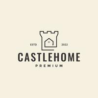 continuous line castle home logo design vector graphic symbol icon illustration creative idea