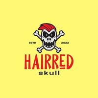 red hair skull with cross bones logo design vector graphic symbol icon illustration creative idea