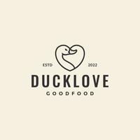 line love with duck logo design vector graphic symbol icon illustration creative idea