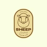 sheep line badge vintage logo design vector graphic symbol icon illustration creative idea