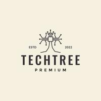 chip tree tech line dots logo design vector graphic symbol icon illustration creative idea