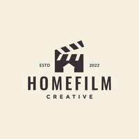 hipster movie film with home shape logo design vector graphic symbol icon illustration creative idea