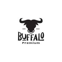 flat isolated head buffalo black vintage logo design vector graphic symbol icon illustration creative idea