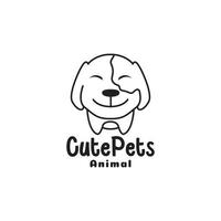 cute cartoon pets dog line smile logo design vector graphic symbol icon illustration creative idea