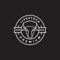 line head cow polygon badge logo design vector graphic symbol icon illustration creative idea