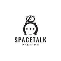 bubble talk with astronaut logo design vector graphic symbol icon illustration creative idea
