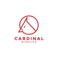 línea rojo círculo geométrico pájaro cardenal logo diseño vector gráfico símbolo icono ilustración idea creativa