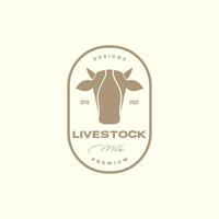 simple head cows badge vintage logo design vector graphic symbol icon illustration creative idea