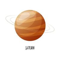 Planetas del sistema solar para niños. saturno de dibujos animados para tarjetas de educación, tela, etc. ilustración vectorial vector