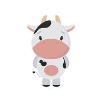 Cute Cow. Cartoon style. Vector illustration. For card, posters, banners, books, printing on the pack, printing on clothes, textile or dishes.