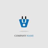 icono de logotipo para compañías de seguros y tiendas minoristas rayas azules simples líneas elegantes de moda vector